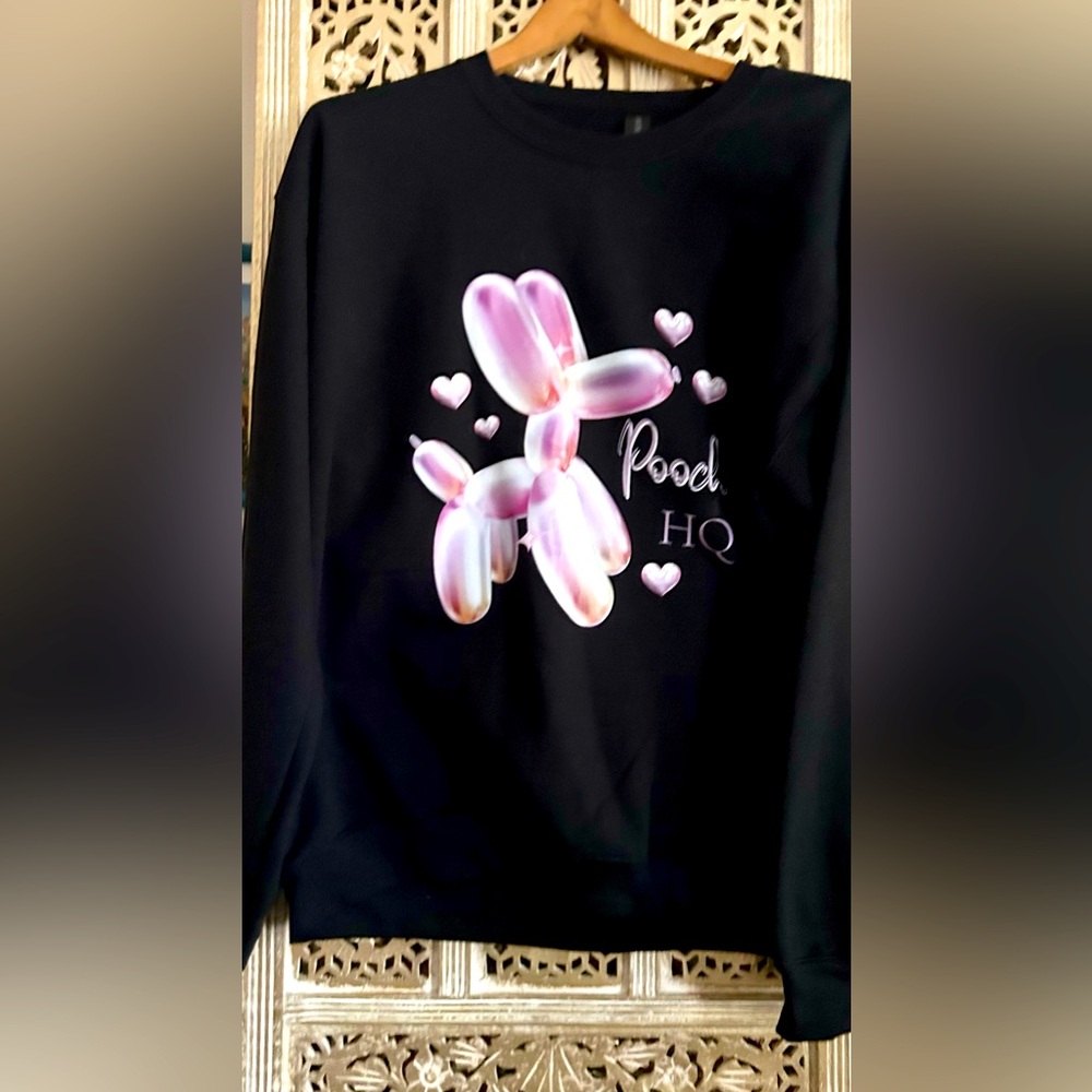 Baloon Dog Poodle Pooch HQ Sweatshirt Black Pink cozy warm hoodie dog lover gift